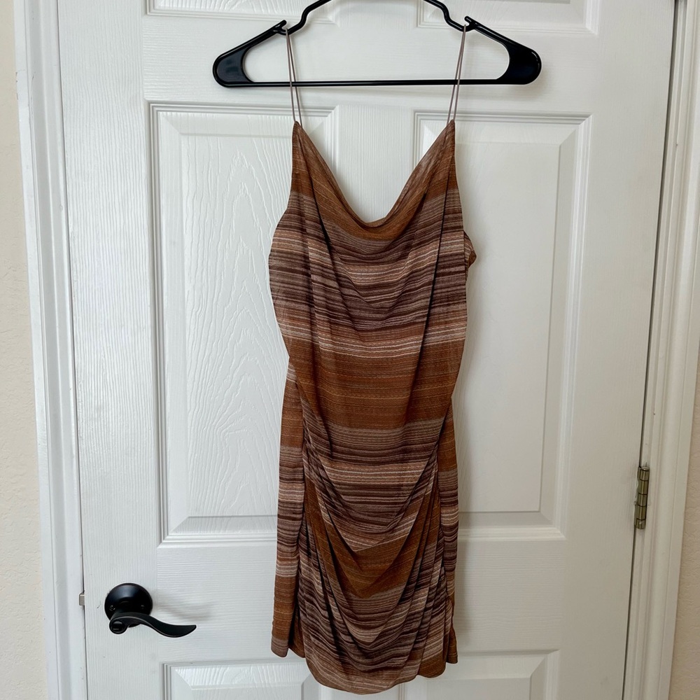 Flattering Neutral Slip Mini Dress